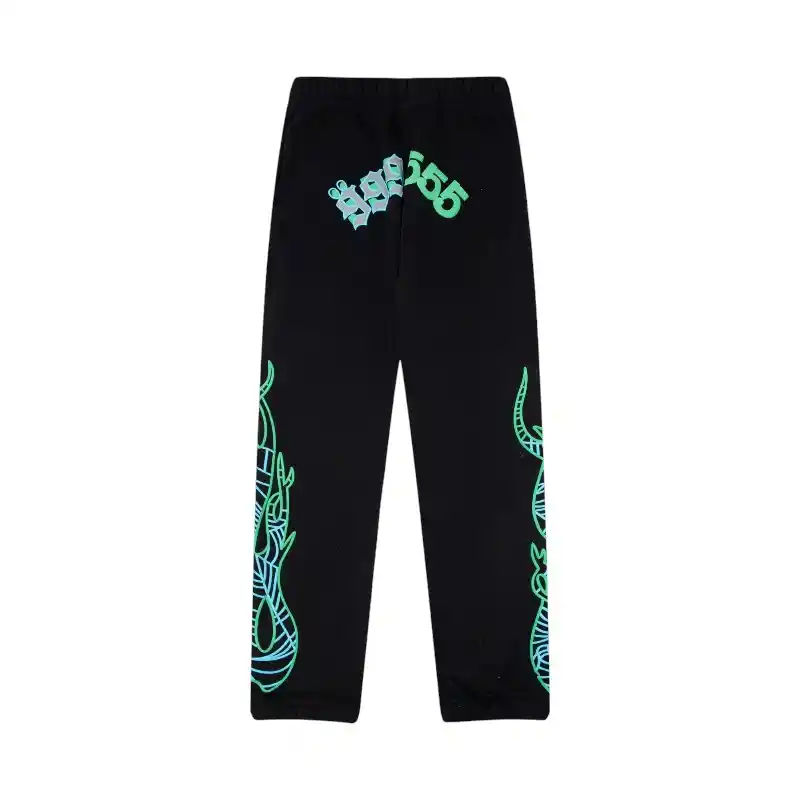 Sp5der 555 Young Thug Sweatpant 'Black' Front View