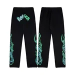 Sp5der 555 Young Thug Sweatpant 'Black' Front and Back View