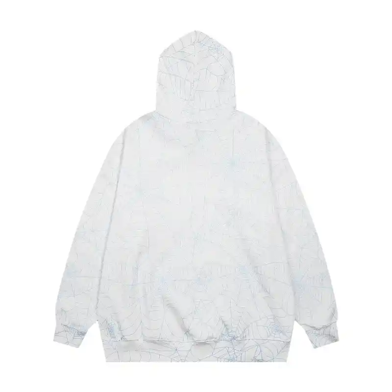 Sp5der AOP Web Hoodie Heather Grey Back View (2)