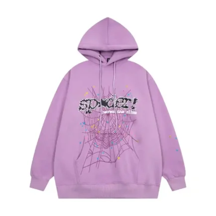 Sp5der Acai Hoodie 'Purple' Front view
