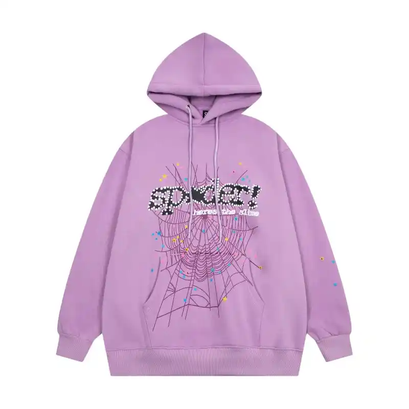 Sp5der Acai Hoodie 'Purple' Front view