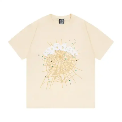 Sp5der OG Web V2 T- Shirt 'Oatmeal' Front view