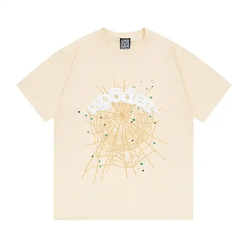 Sp5der OG Web V2 T- Shirt 'Oatmeal' Front view