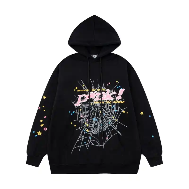 Sp5der PNK Hoodie 'Black' Front view