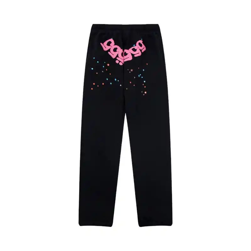 Sp5der PNK Sweatpants Black Front View