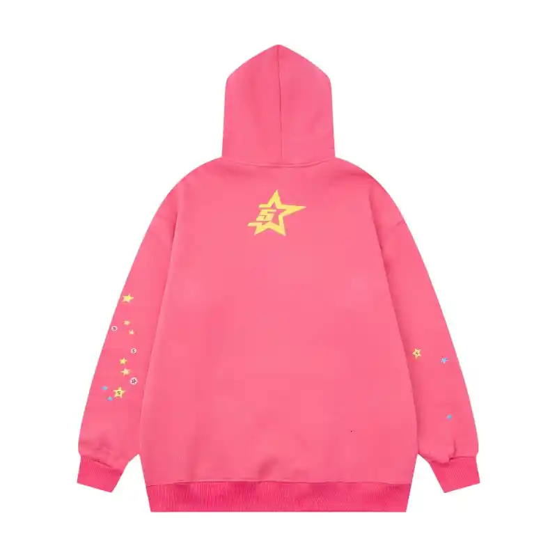 Sp5der Pink Hoodie man Back views