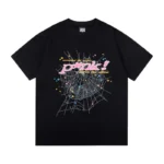 Sp5der Pink T-Shirts 'Black' Front View (8)