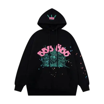Sp5der Pnk Hoodie ‘Black’ Front view
