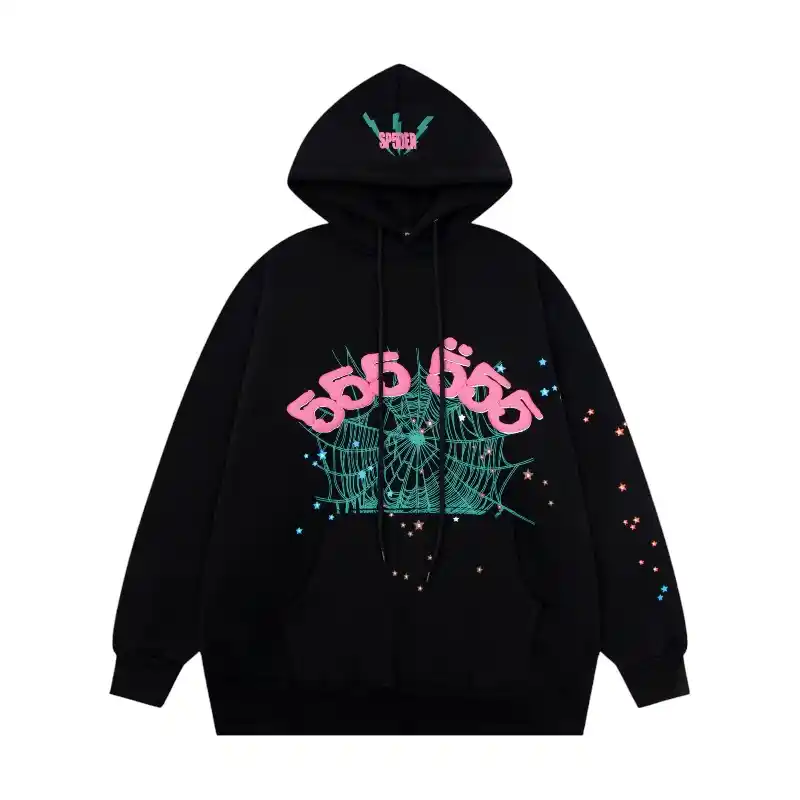 Sp5der Pnk Hoodie ‘Black’ Front view