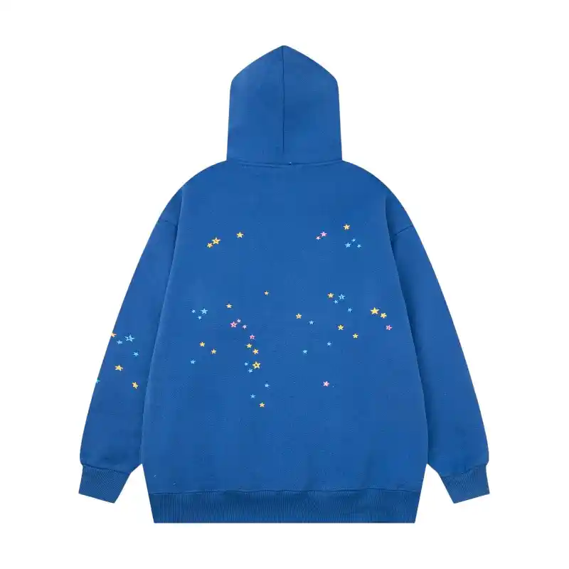 Sp5der TC Hoodie Blue Back view