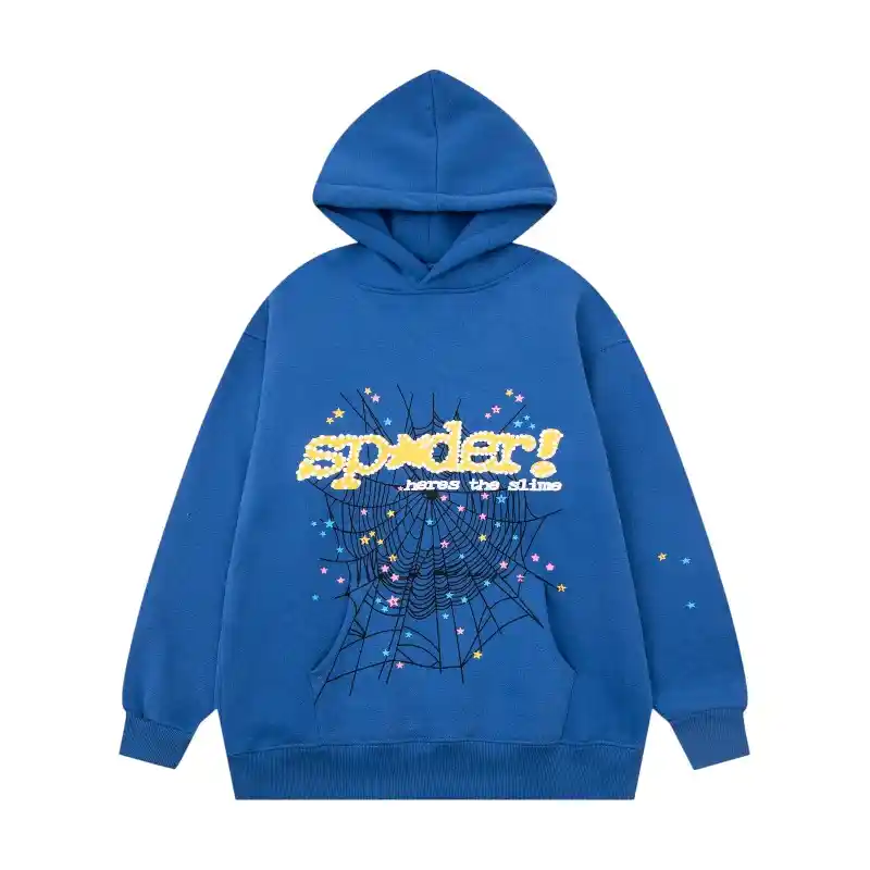 Sp5der TC Hoodie Blue Front view