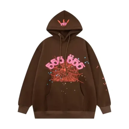 Sp5der Web Hoodie 'Brown' Front view