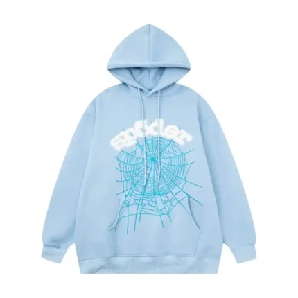 Sp5der Web Hoodie Sky 'Blue' Front view