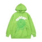Sp5der Web Hoodie Slime 'Green' Front view
