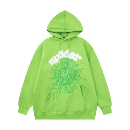 Sp5der Web Hoodie Slime 'Green' Front view