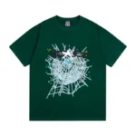 Sp5der Web Print Gothic Punk T-Shirt 'Green' Front view