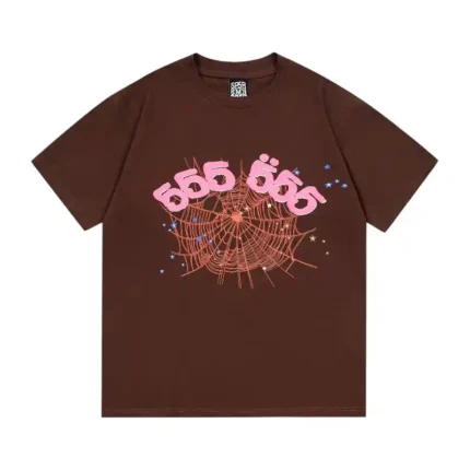 Sp5der Worldwide 555 T- Shirt 'Brown' Front view