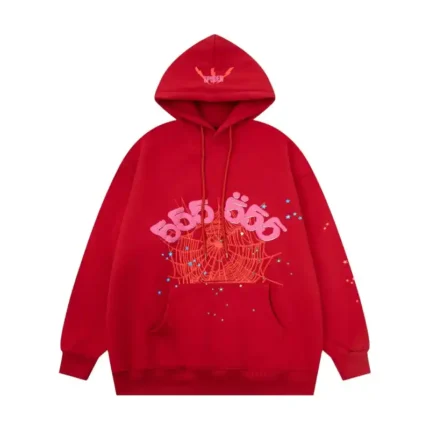 Sp5der Worldwide Red Angel Number 555 Hoodie 'Red' Front view