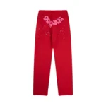 Sp5der Worldwide Red Angel Number 555 SweatpantsRed Front View
