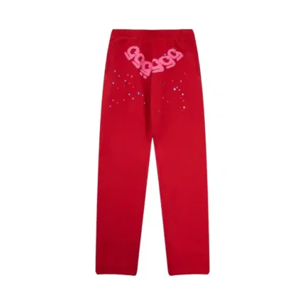Sp5der Worldwide Red Angel Number 555 SweatpantsRed Front View