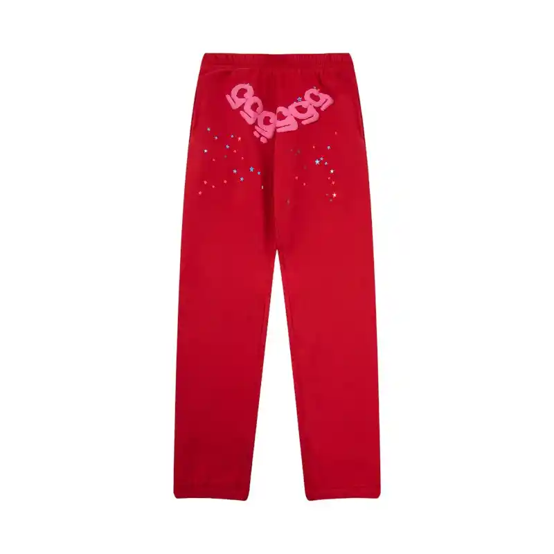 Sp5der Worldwide Red Angel Number 555 SweatpantsRed Front View