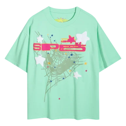 Sp5der Print seafoam green tee-shirt