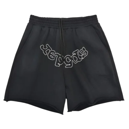Sp5der Black OG Logo Embroidered Sweatshort