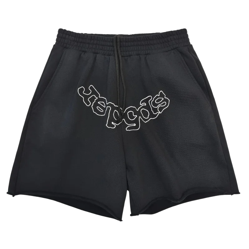 Sp5der Black OG Logo Embroidered Sweatshort