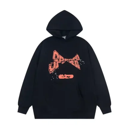 Sp5der-Cropped-Hoodie-Black-front-view