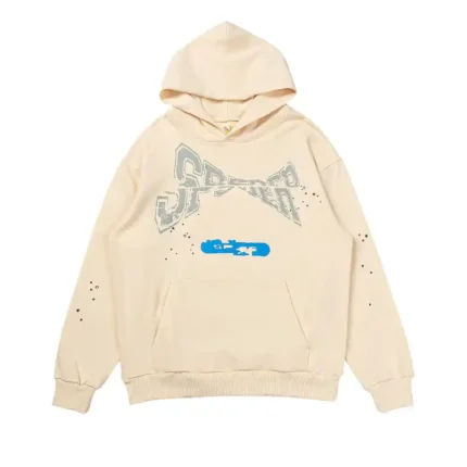Sp5der-Cropped-Hoodie-Cream-front-view