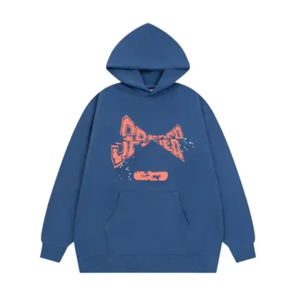 Sp5der-Cropped-Hoodie-Navy-Blue-front-view-1