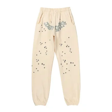 Sp5der-Cropped-Sweatpant-Cream-front-view