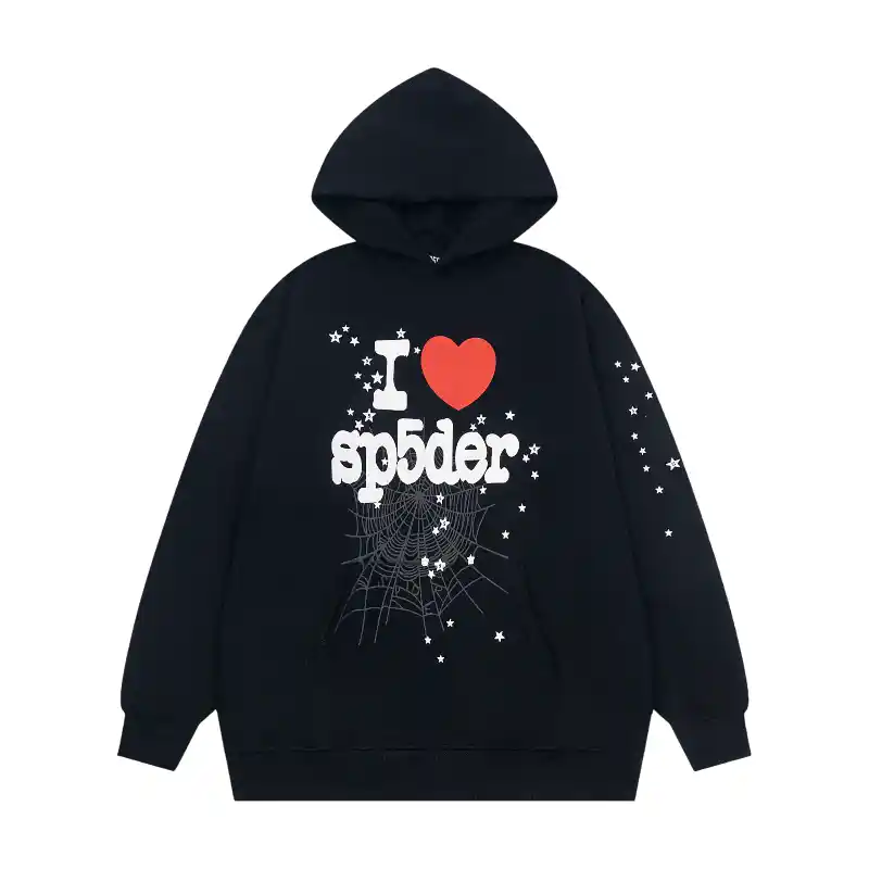 Sp5der-I-Heart-SP5-Souvenir-Hoodie-Black-front-view