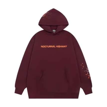 Sp5der-Nocturnal-Highway-Hoodie-Maroon-front-view